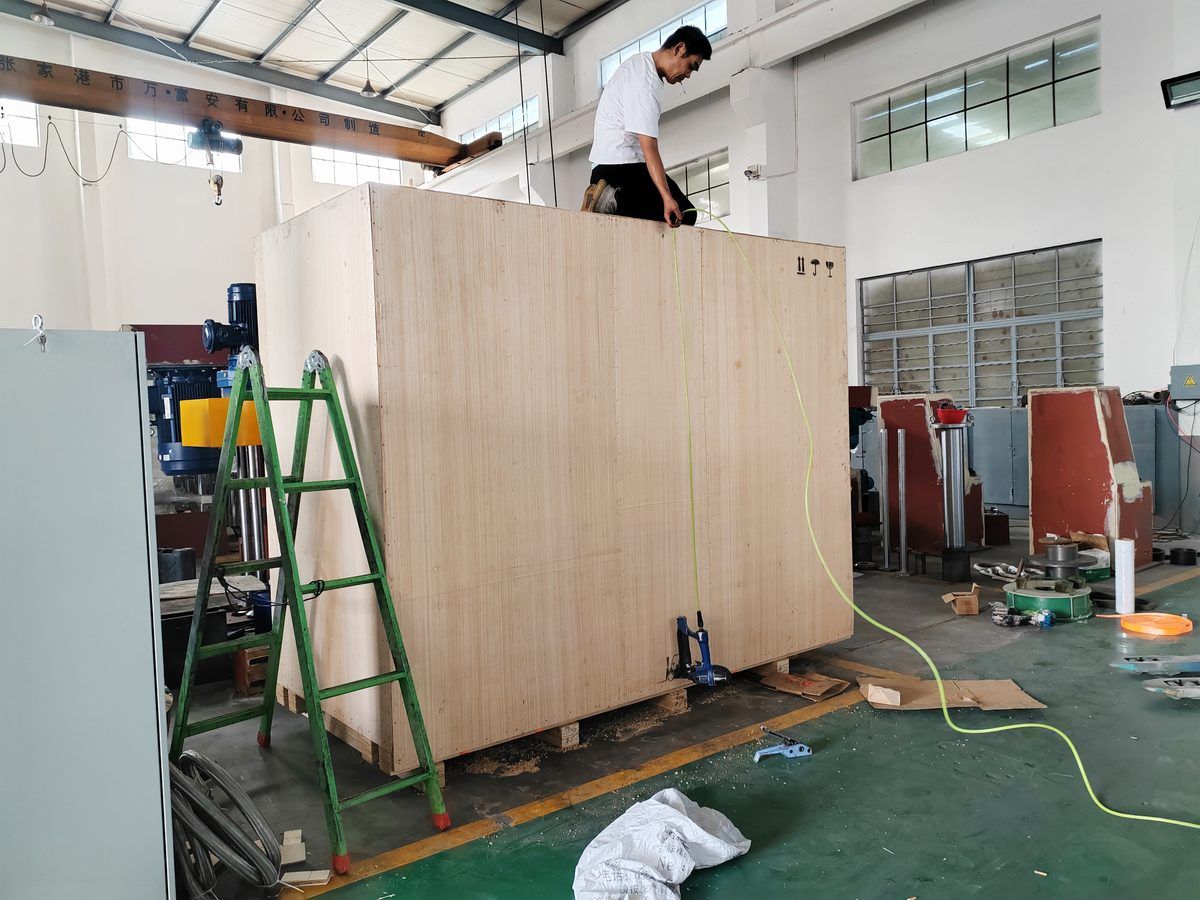 Industrial processing equipment protected for export shipment