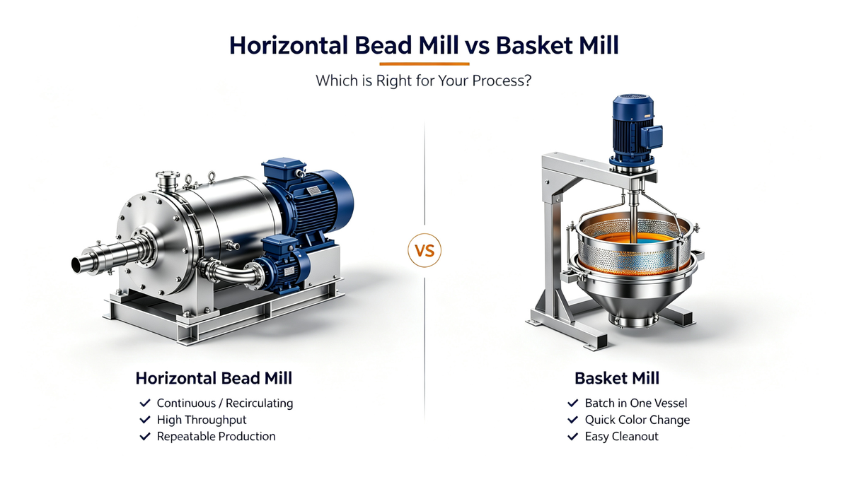 Basket mill vs bead mill comparison guide for batch and continuous wet grinding processes