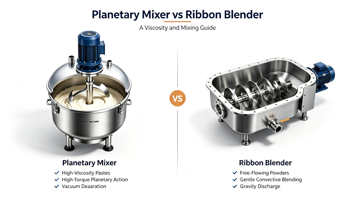 Planetary mixer vs ribbon blender viscosity and mixing guide for high viscosity materials