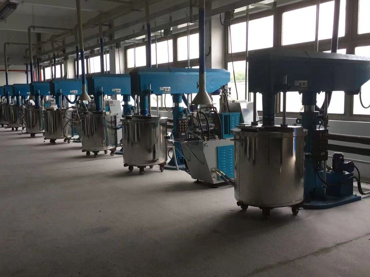 POLYC MACHINE high-speed disperser production line in the assembly workshop