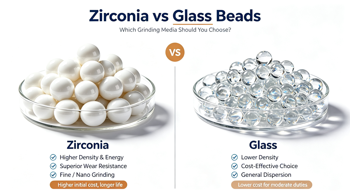 Zirconia grinding media vs glass beads comparison for bead mill wet grinding of ink and paint