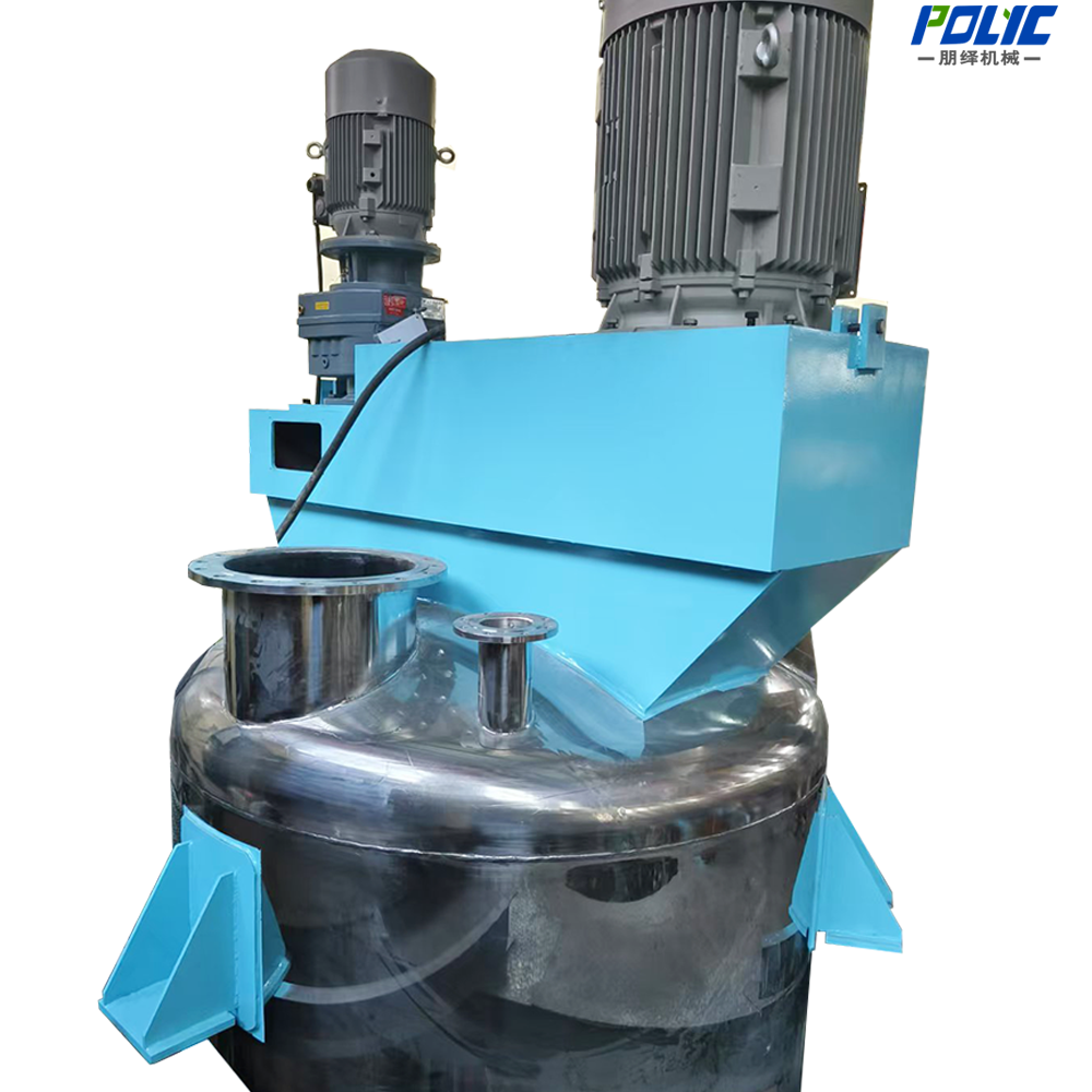 Concentric double shaft mixer for high viscosity slurry, pastes and resins with scraper agitator - side view
