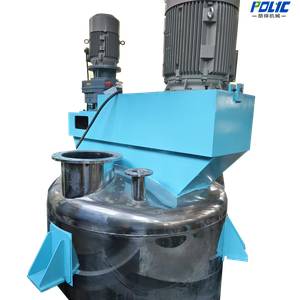 Concentric double shaft mixer for high viscosity slurry, pastes and resins with scraper agitator - side view