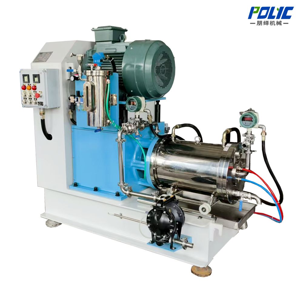 Pin type horizontal bead mill for ultra-fine grinding of ink, paint and battery materials - side view