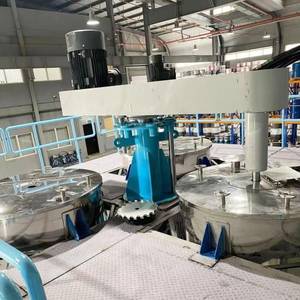 PSD mezzanine platform high speed disperser with hydraulic lift for paint and coatings - side view