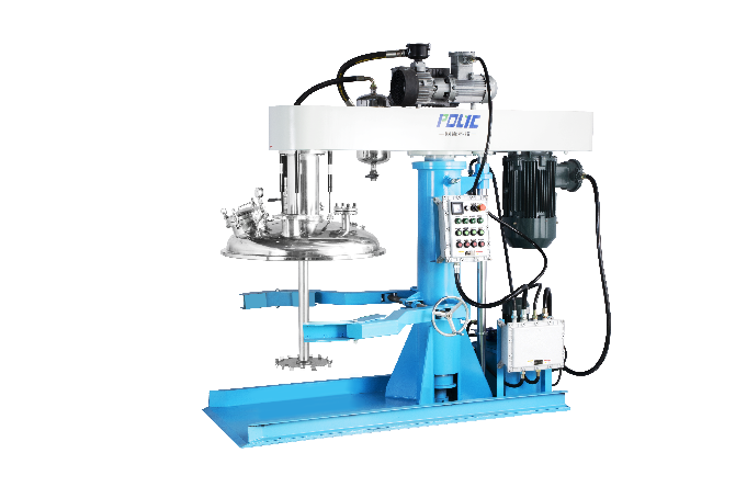 Vacuum dispersing machine for bubble-free dispersion of high viscosity materials - side view